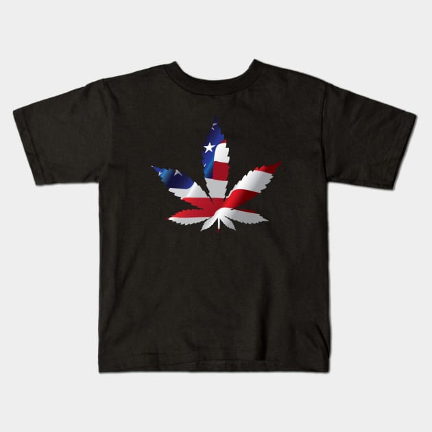 America Marijuana Leaf Kids T-Shirt by evermedia